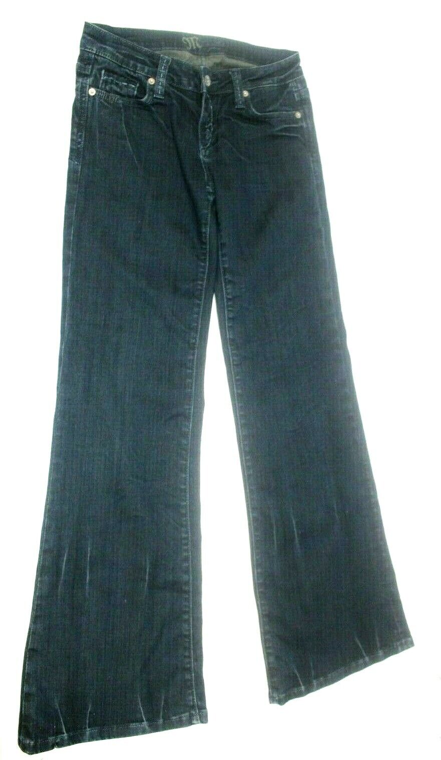 MISS ME Women’s Jeans Lawrence Denim Dark Distressed Wide Flare Leg Sz 26 JP4531