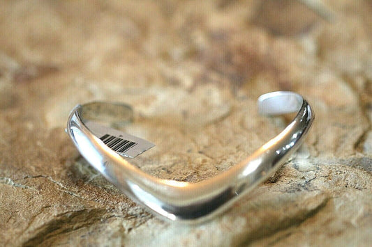 *VINTAGE*  MEXICO 925 Sterling Silver V Design Pointed Cuff Bangle Bracelet