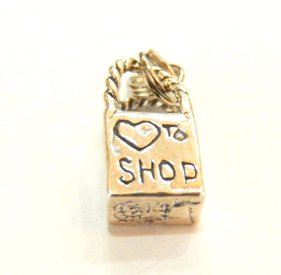 925 Sterling Silver I Love to Shop Shopping Bag Charm