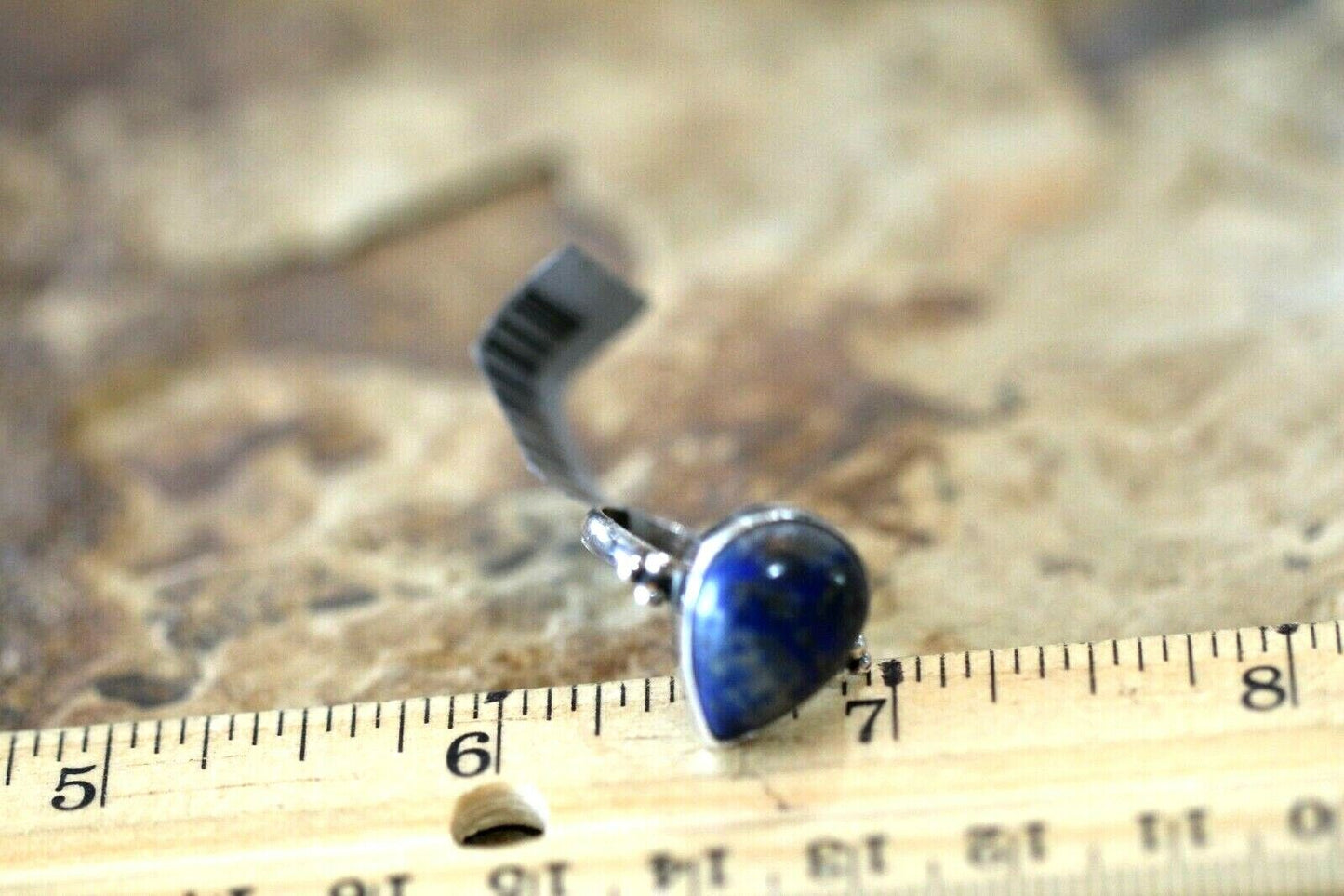 * VINTAGE*  STERLING SILVER NAVAJO NATIVE AMERICAN MADE LAPIS RING SZ 7.5