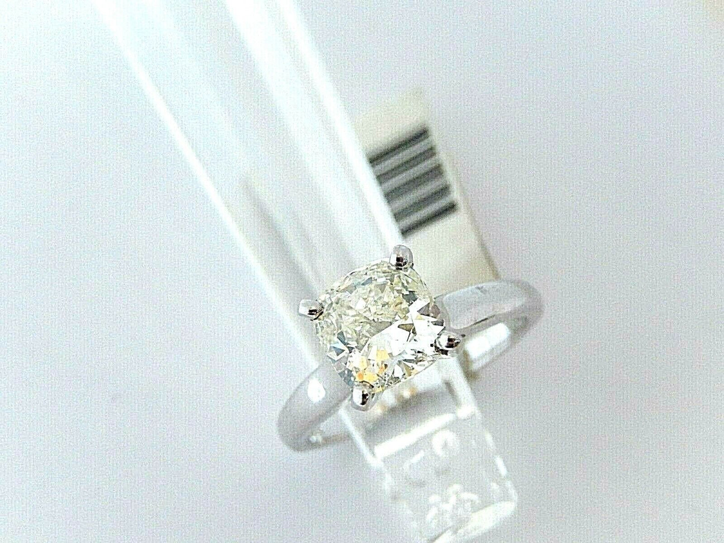 NATURAL NOT ENHANCED 1.5 CT SI1 CUSHION DIAMOND SOLITAIRE RING 14K WHITE GOLD