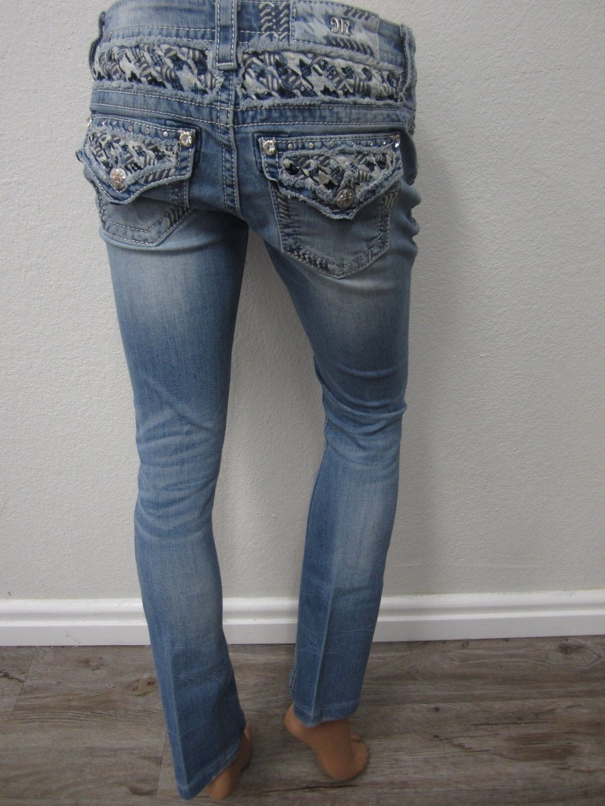 NICE Miss Me Jeans JP7656SB Distressed Medium Blue Great Trim Size W27 x L34