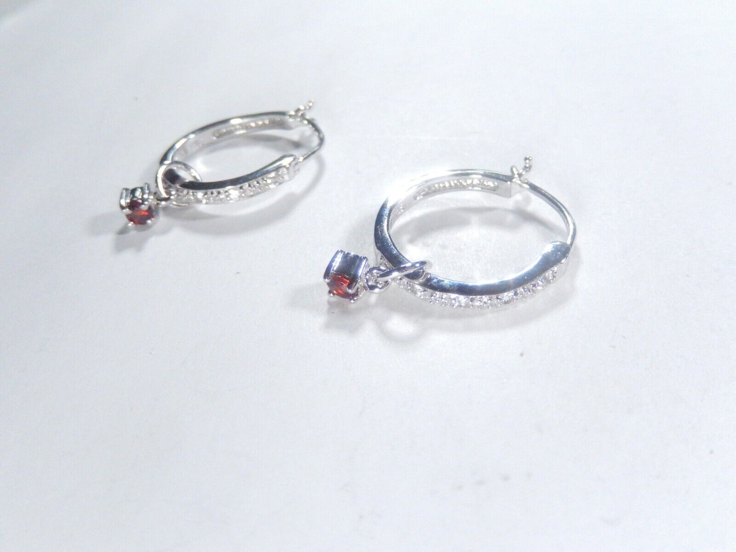 Sterling Silver Genuine Diamond Hoop Dangle Earrings
