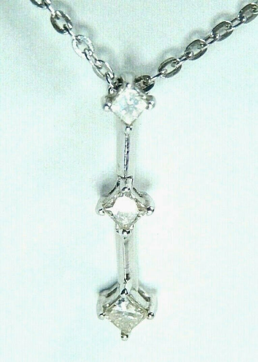 *NWT*  14K White Gold Past Present Future  1/3 Carat Diamond Pendant w/18" Chain