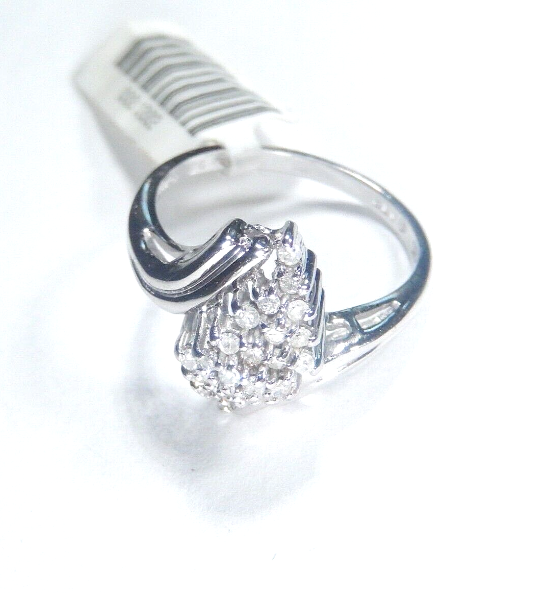 10k White Gold 1/5CT Natural Round Diamond Ladies Ring Sz 6.25