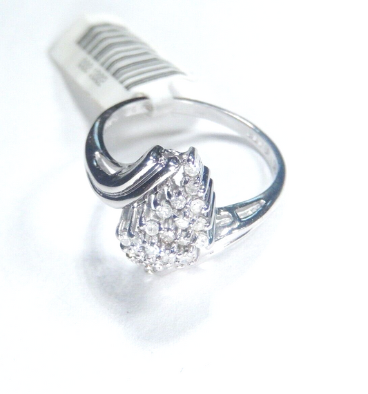 10k White Gold 1/5CT Natural Round Diamond Ladies Ring Sz 6.25