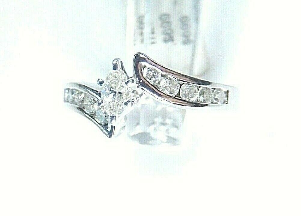 *NWT* 14K White Gold .50CT Marquise Cut Diamond Engagement Wedding Ring Sz 7.5