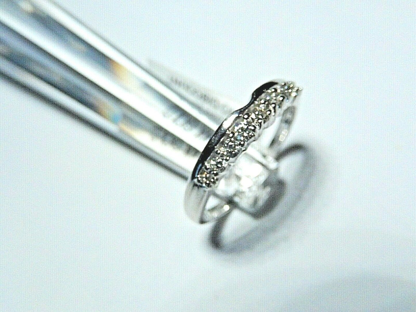 *NWT* 14K White Gold VS Diamond Band for Inset Against Solitaire Mount Size 7.25