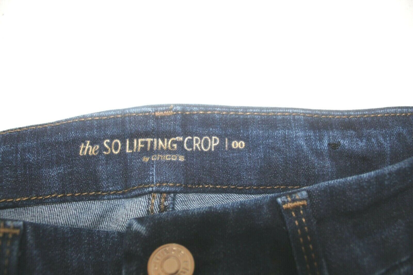 *MINT*  CHICO'S SO LIFTING DENIM CROP JEANS CHICO'S SZ 00 DARK WASH STRETCH