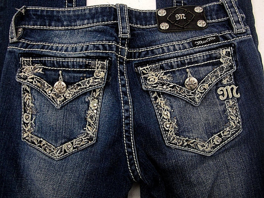 MINT Miss Me Girls Skinny Jeans Embellished & Embroidered  JK5521S Size 16 x 31