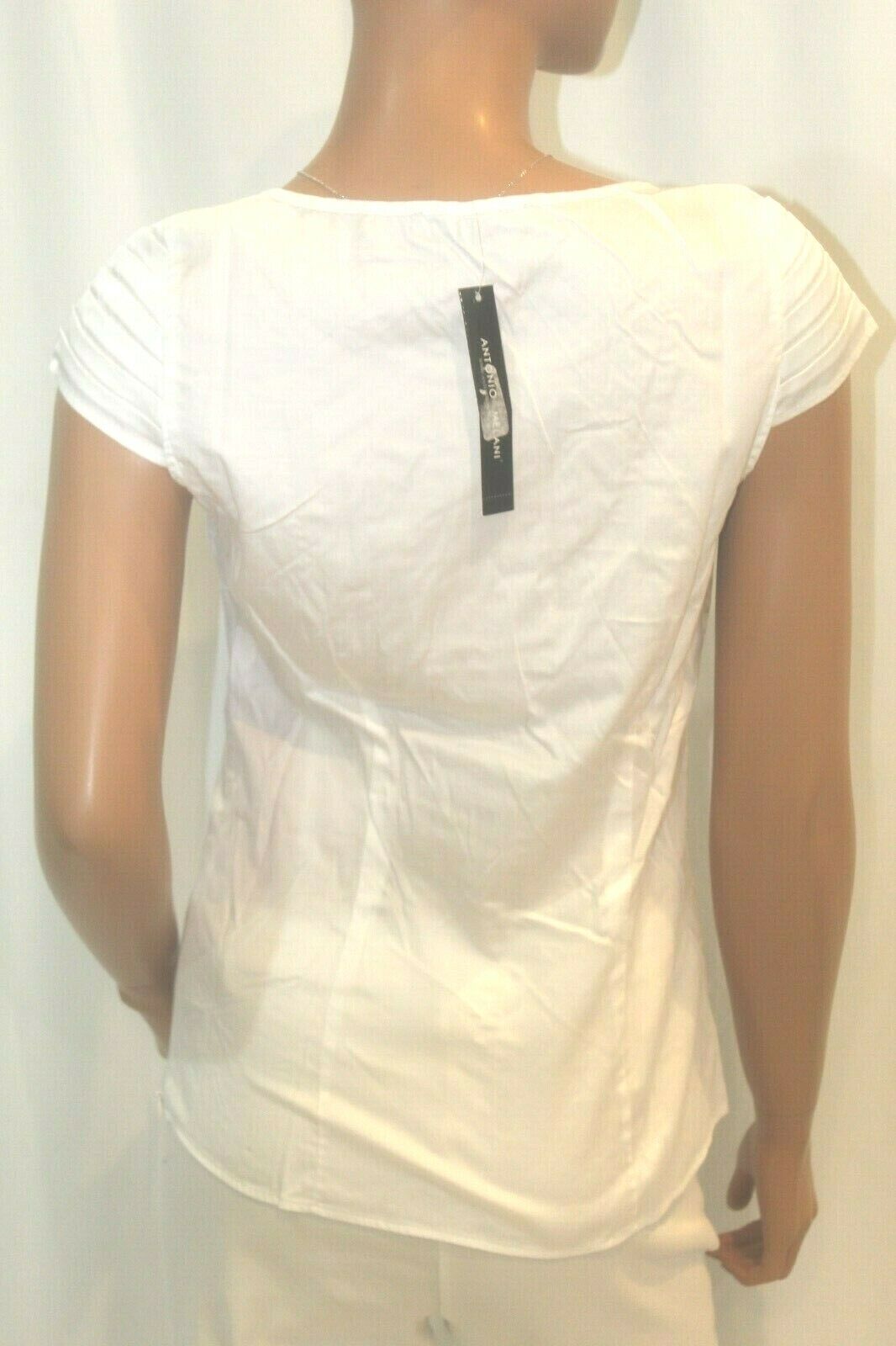 *NWT* $89. Antonio Melani White Cotton Cute Design Cap Sleeve Blouse Size S