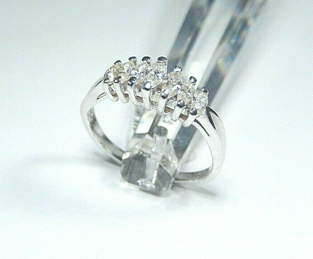 *NWT* 14K White Gold .50CT  Marquise  VS Diamond Pyramid Ring Size 7.75