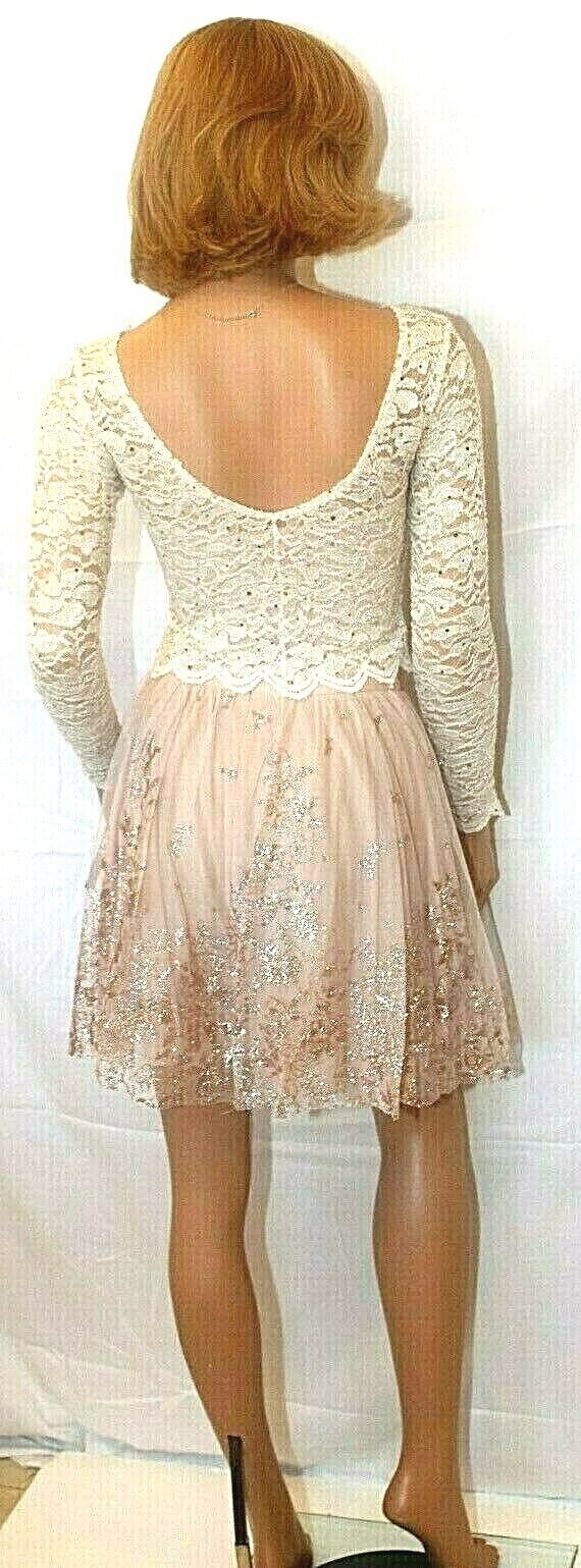 *NWT* Jump Apparel 2-piece/ Formal Top & Skirt  Blush & Ivory Lace/Sequin Sz 3/4