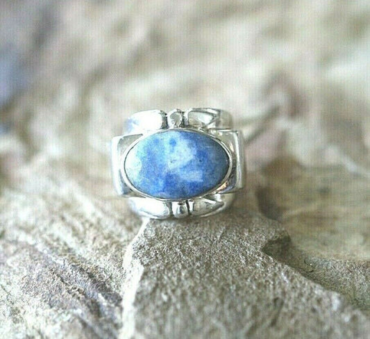 *VINTAGE* Large Native American Lapis Lazuli Sterling Silver Ring Size 7