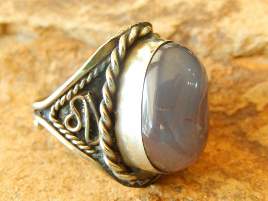 VINTAGE COIN SILVER AMETHYST RING ADJUSTABLE SIZE 8 - 13