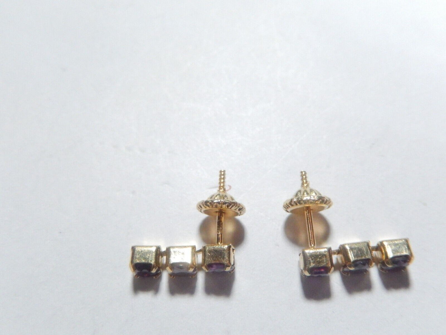 *VINTAGE*  14K YELLOW GOLD  AMETHYST 7/16" DROP DANGLE  EARRINGS