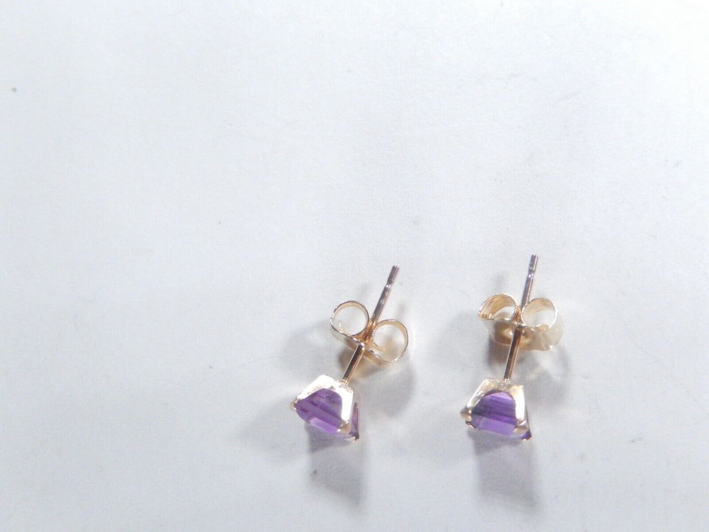 10K Yellow Gold  3/4 CT T.W 4mm Princess Cut  Amethyst Stud Earrings