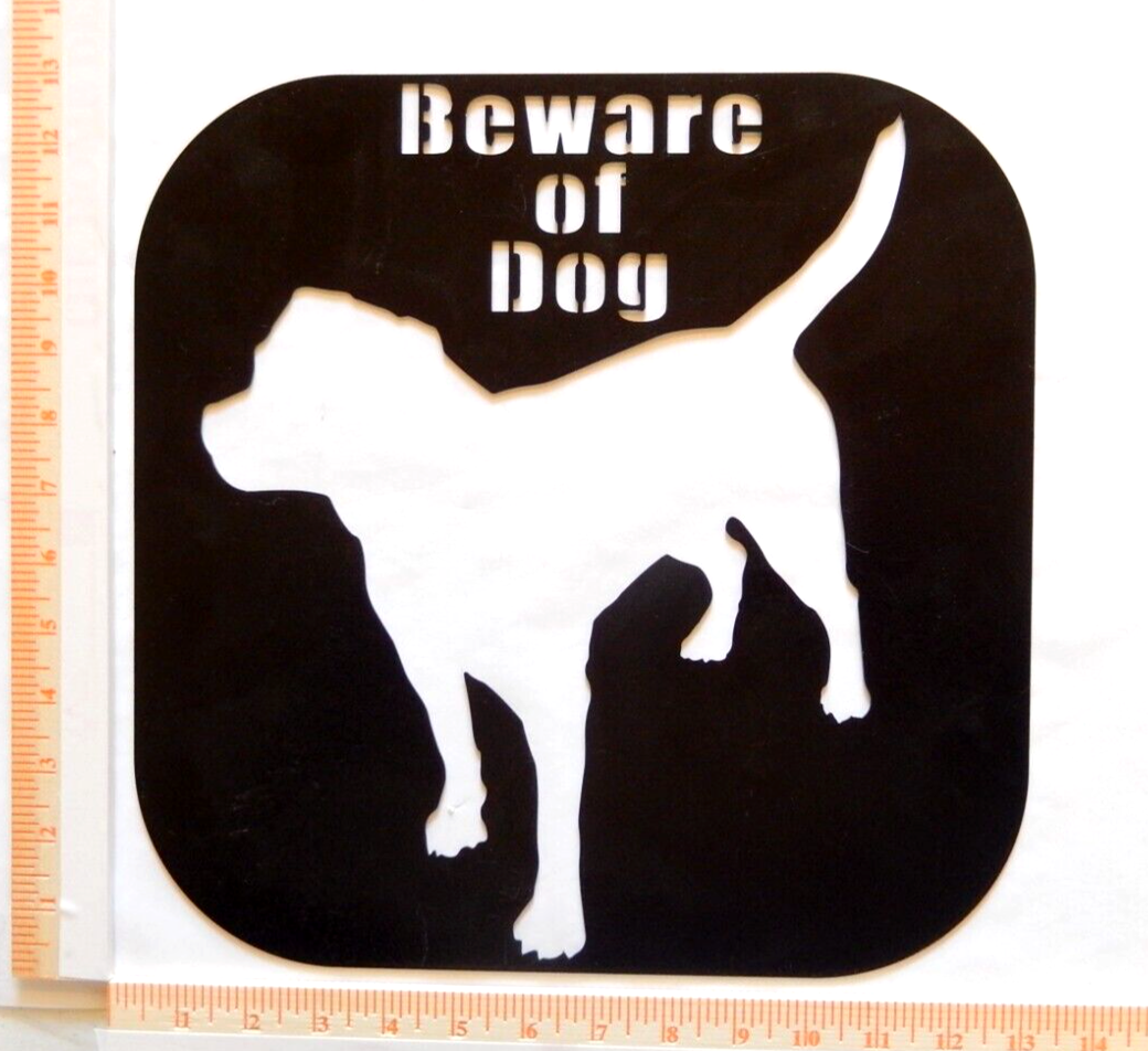 ~NEW~ 14ga. "BEWARE OF DOG"  Black Metal Wall Art - 12" x 12"