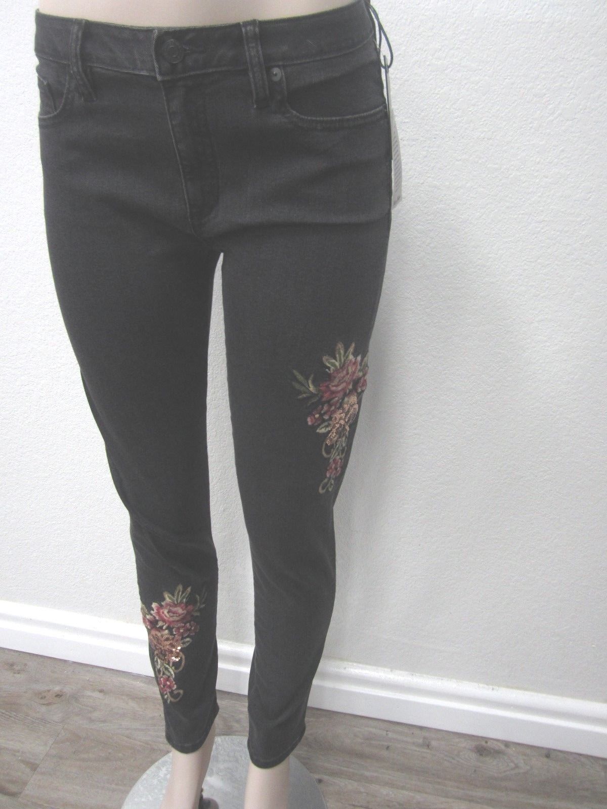 NWT Miss Me Dark Grey Sequin/Embroidered Jeans - Skinny  - M2081S Sz 31x29