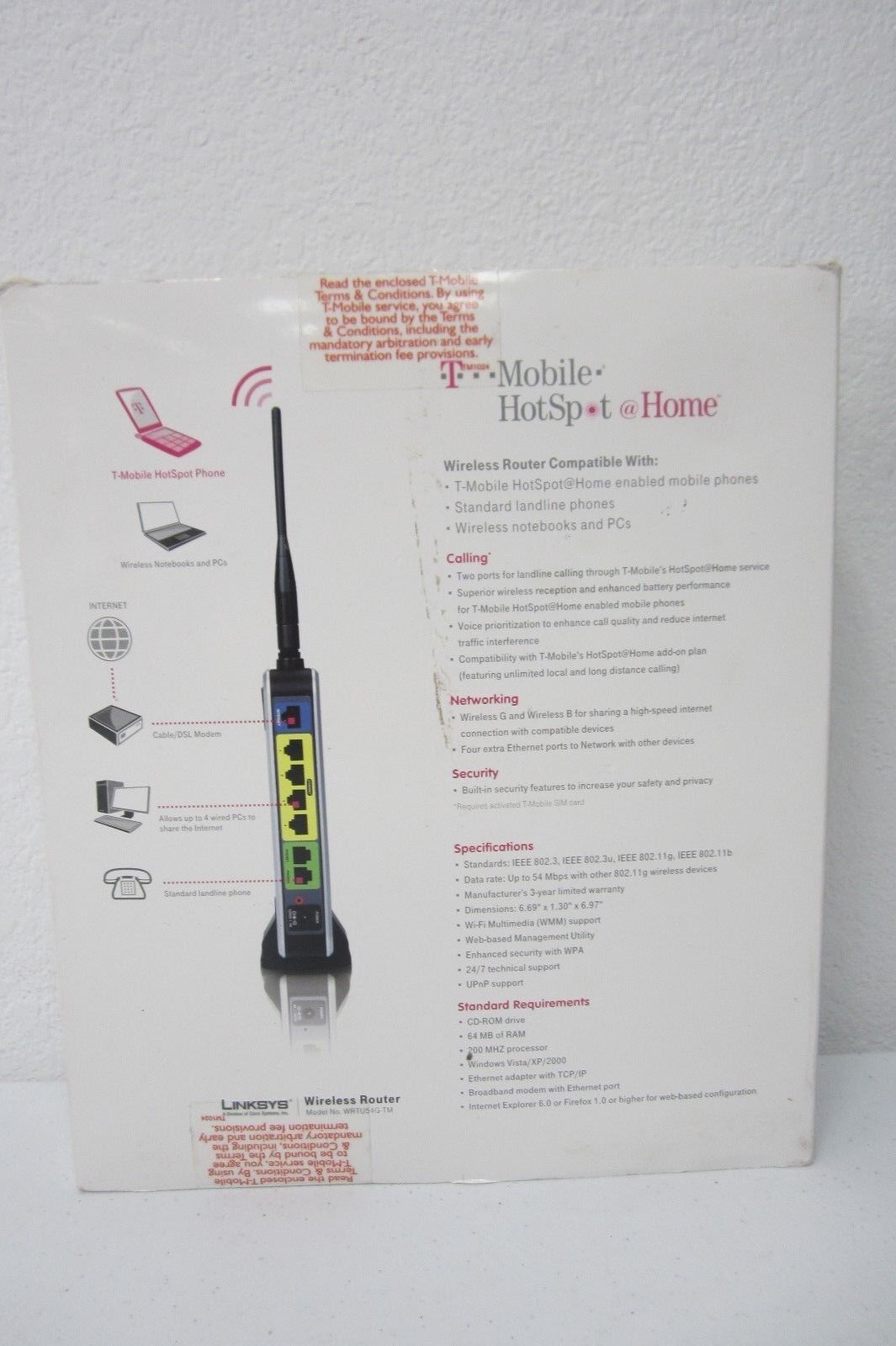 NIB - NEW -  Linksys T-Mobile HotSpot & Home WRTU54G-TM Wireless Router