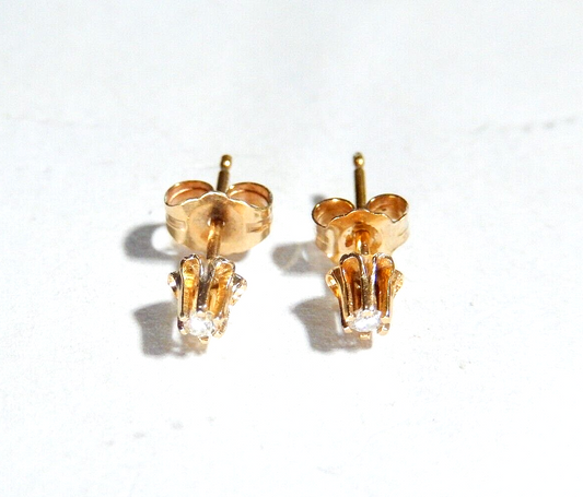 *VINTAGE*  - 14k Yellow Gold Diamond Buttercup Earrings