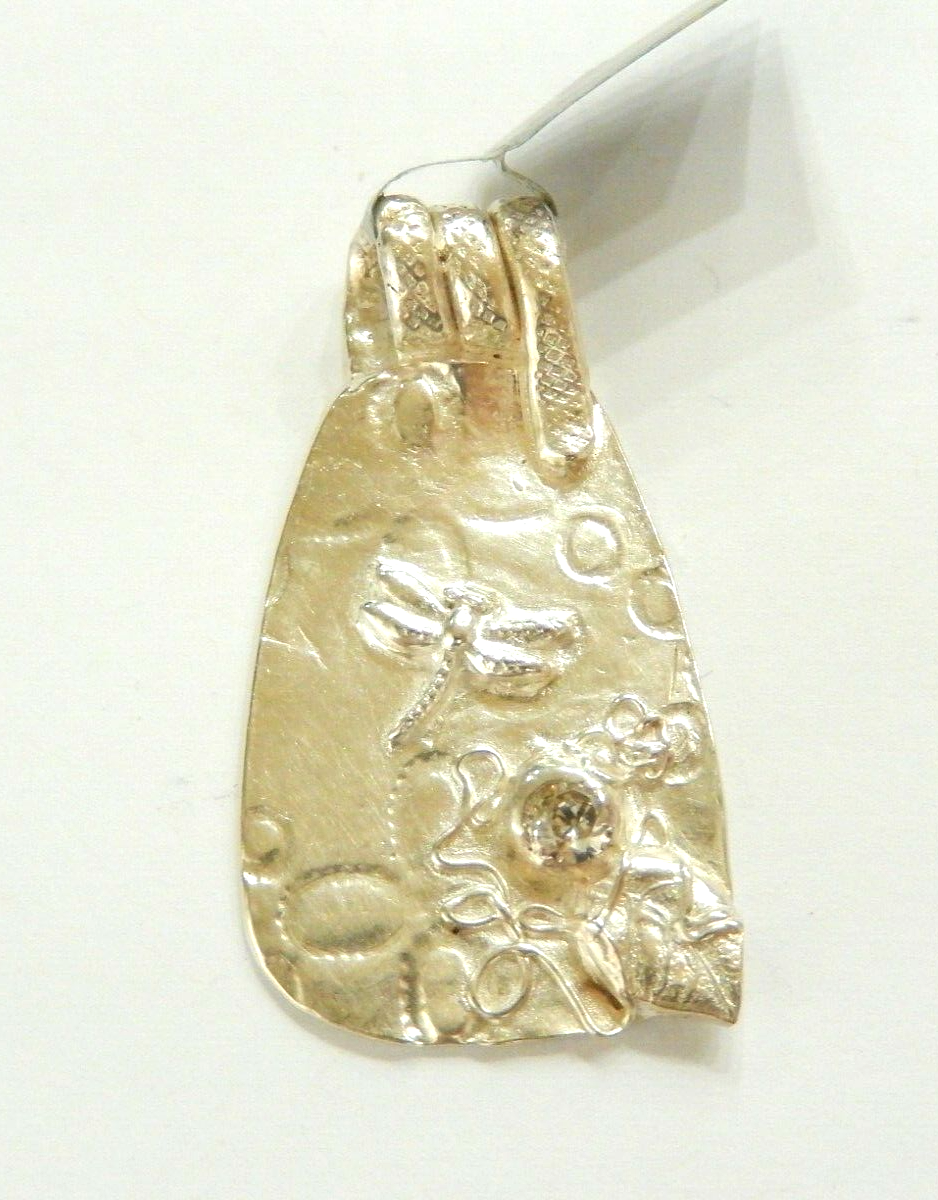 *VINTAGE*  LARGE Custom Made  Sterling SIlver Unique Design Butterfly Pendant