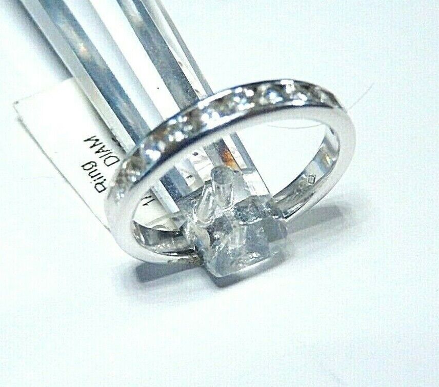 *NWT*14K White Gold .50CT Natural Round 11 VS Diamond Channel Set  Ring Sz 7.25