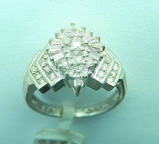 LADIES 14K WHITE GOLD  3/4 CT VS-2  NATURAL DIAMOND BALLERINA RING  SIZE 7
