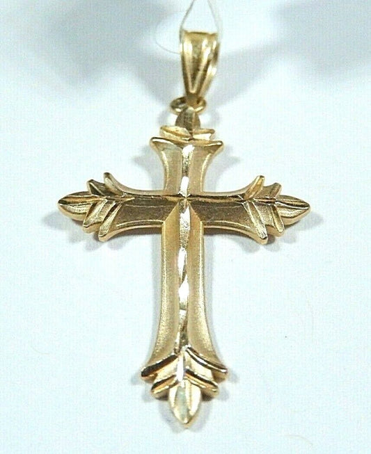 *NEW*  14K Yellow Gold Cross Religious  Pendant  - 1 1/8"  x  5/8"