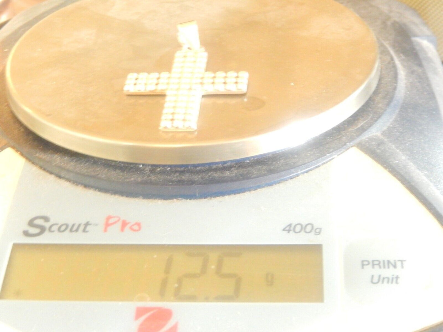 *VINTAGE*  Taxco LARGE Sterling Silver  Beaded  Cross Pendant