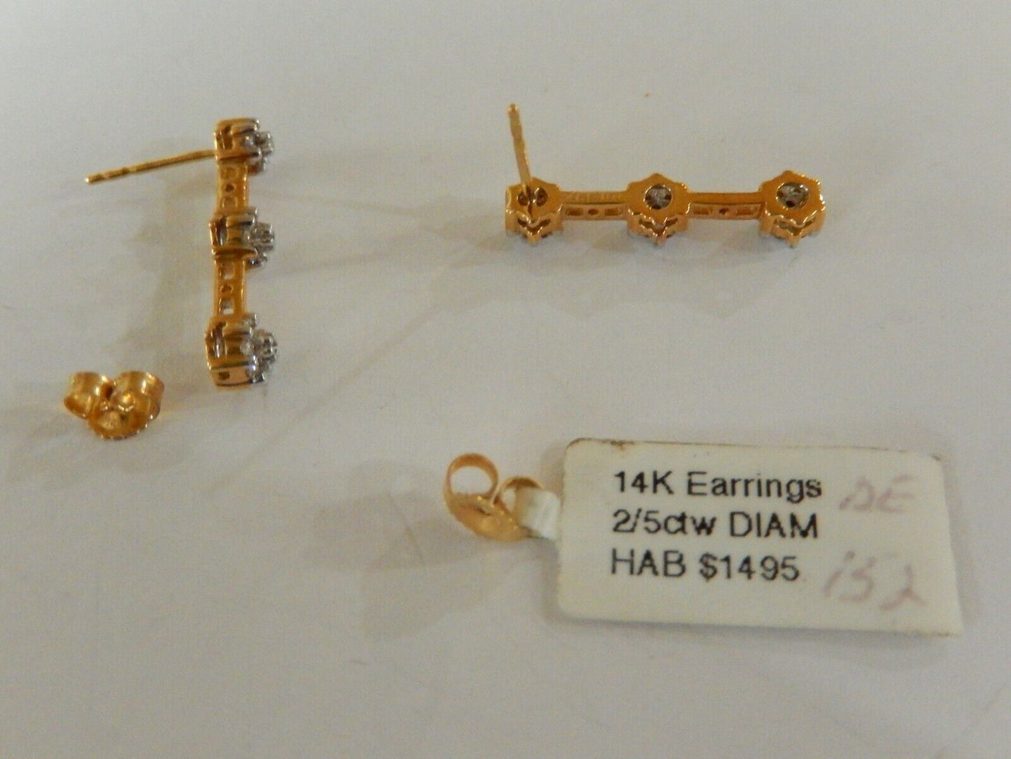 *VINTAGE* 14K YELLOW GOLD  2/5CT 42 DIAMOND  CLASSIC JOURNEY HANGING EARRINGS