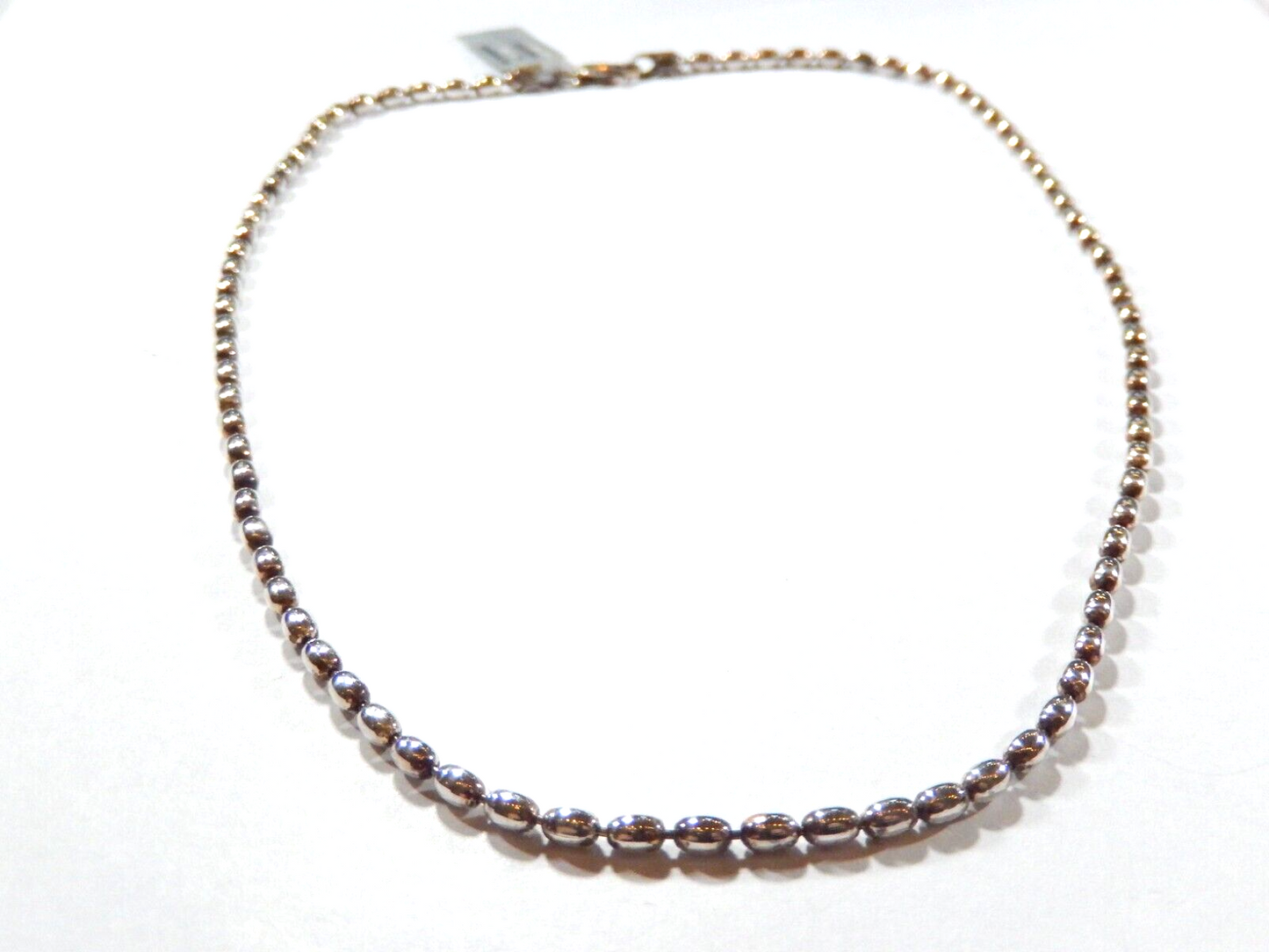 *VINTAGE*   Sterling Silver 3mm Wide Italian Oval Rice Bead Chain Necklace