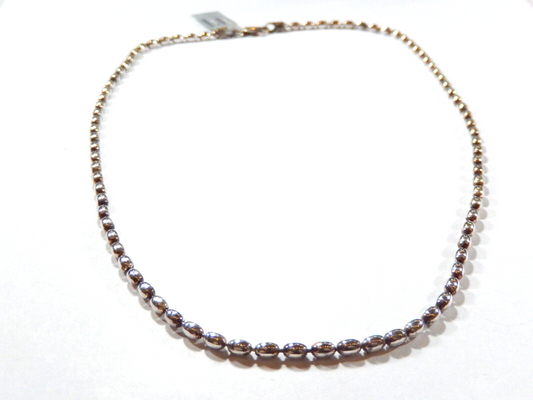 *VINTAGE*   Sterling Silver 3mm Wide Italian Oval Rice Bead Chain Necklace