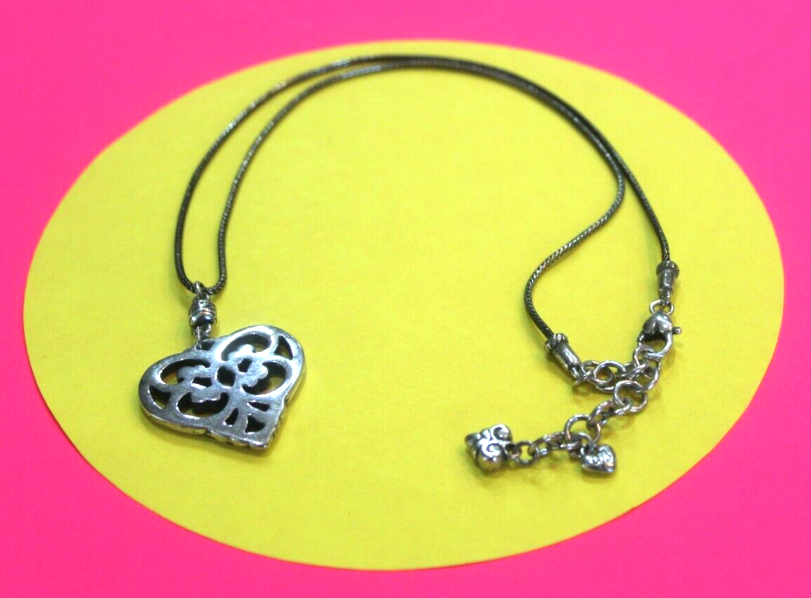 BRIGHTON RETIRED LARGE SILVER PLATED HEART NECKLACE
