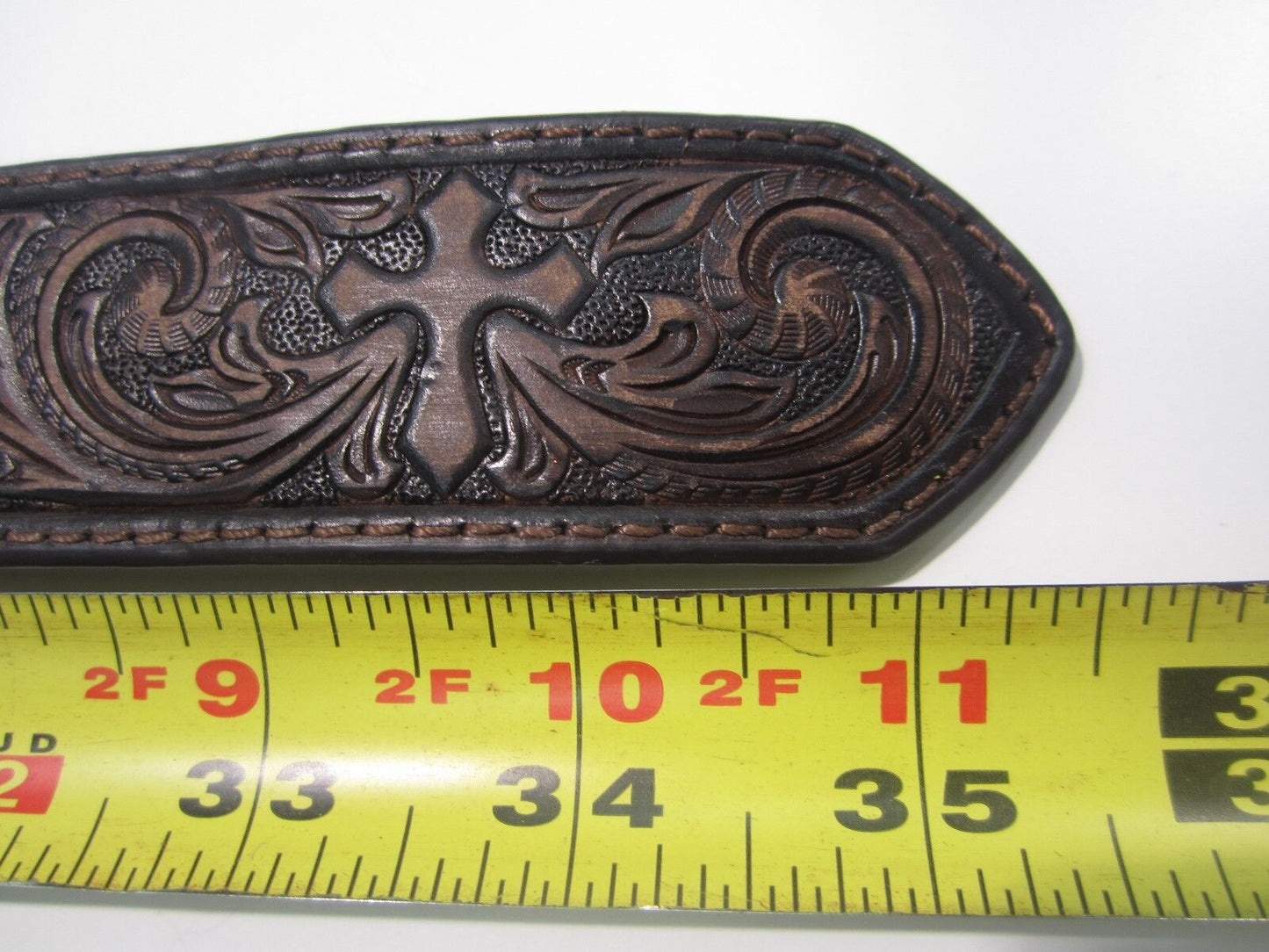 VINTAGE NOCONA BOOTS COMPANY WESTERN COWBOY BLACK BELT & BUCKLE CROSS CENTER M