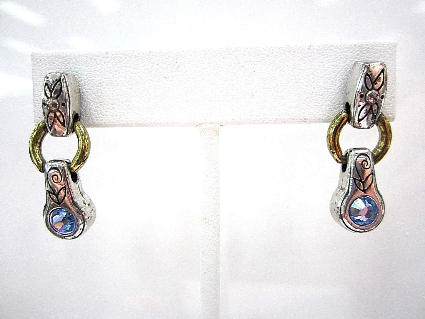 RETIRED Brighton Celestial Blue Crystal Dangle Pierced Earrings