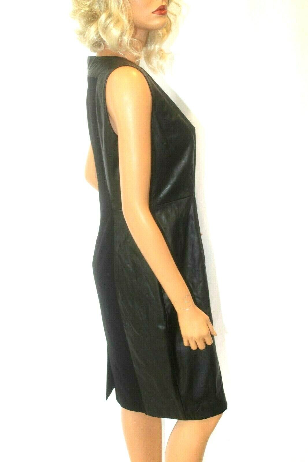 *NWT* CALVIN KLEIN BLACK FAUX LEATHER & POLYESTER SLEEVELESS SHEATH DRESS SIZE 8