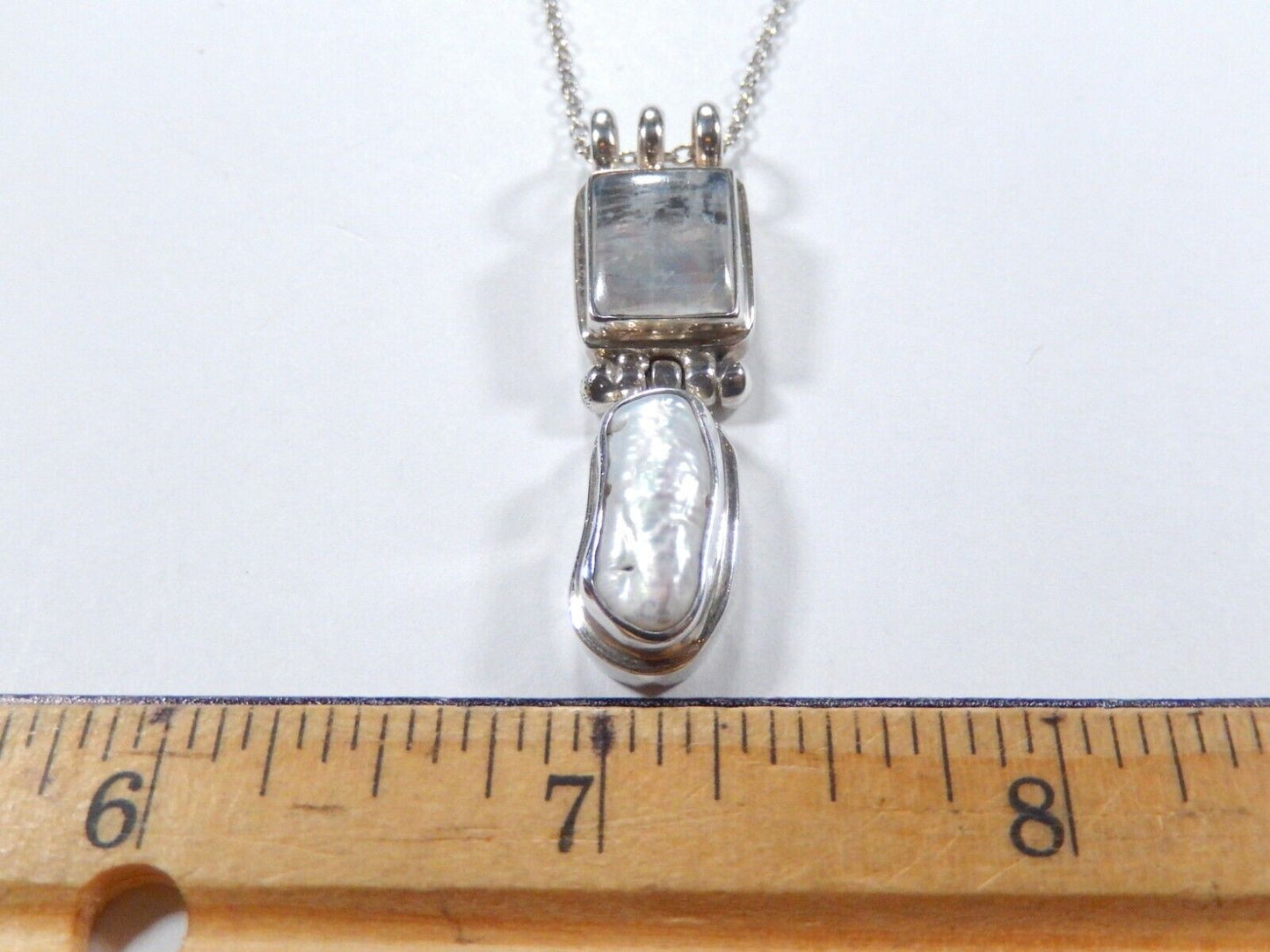 Natural Mother Of Pearl 925 Solid Genuine Sterling Silver Pendant w/18"chain