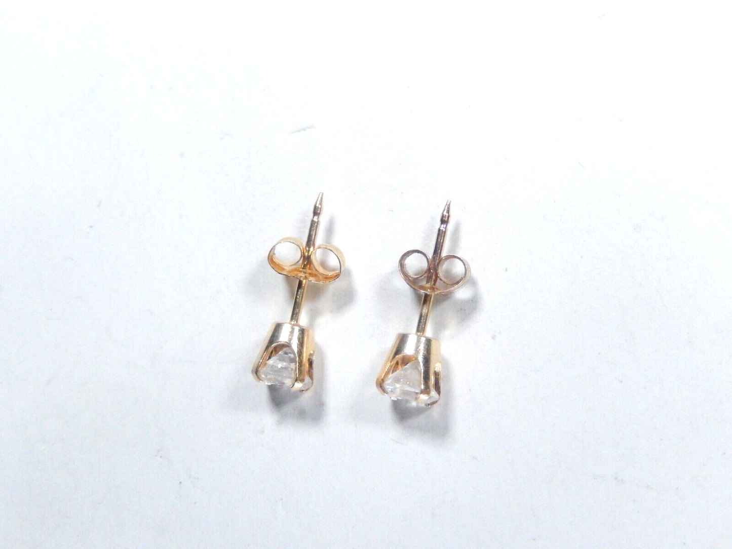 14K Yellow Gold .50CT Round Solitaire Cubic Zirconia Push Back Ear Stud Earrings