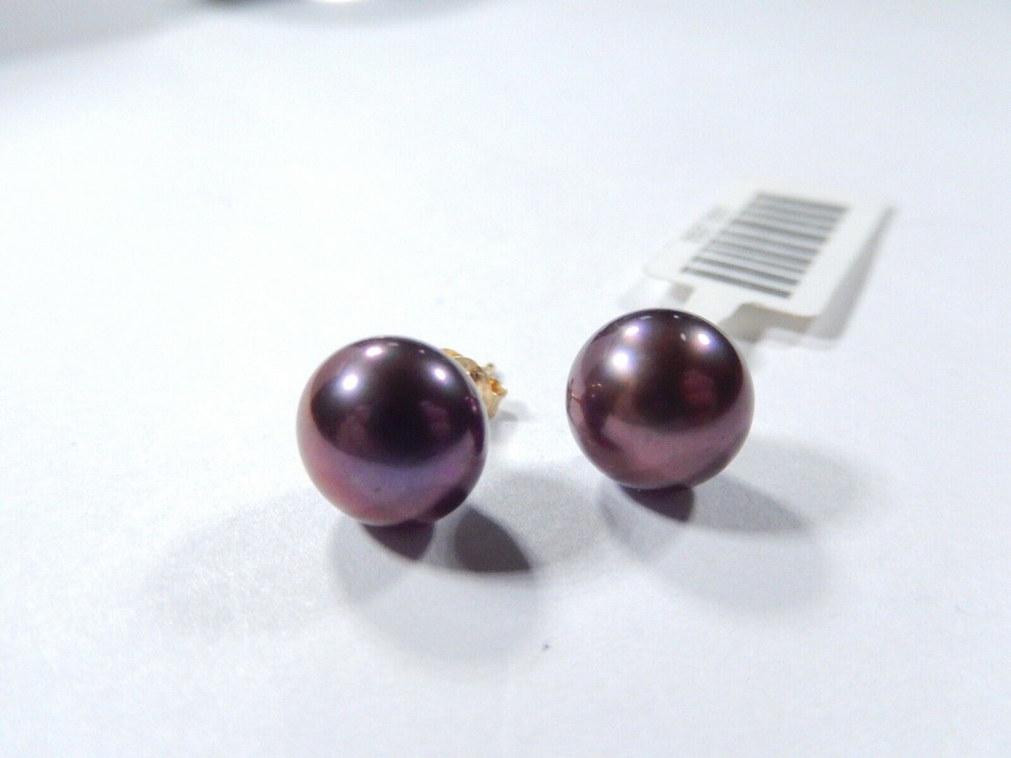 8.5MM AAA TAHATIAN PEARL STUD EARRINGS SOLID 14K YELLOW GOLD
