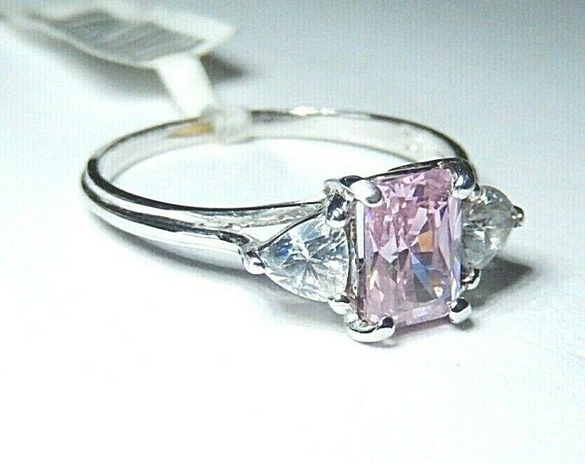 *NWT* 10K WHITE GOLD 1.50CT  PINK SAPPHIRE & DIAMOND RING SIZE 9.5