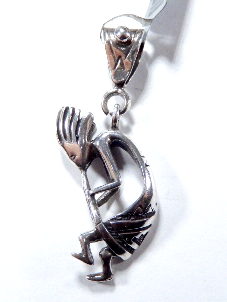 *VINTAGE*  Native American Artist Signed Sterling Silver Large Kokopelli Pendant