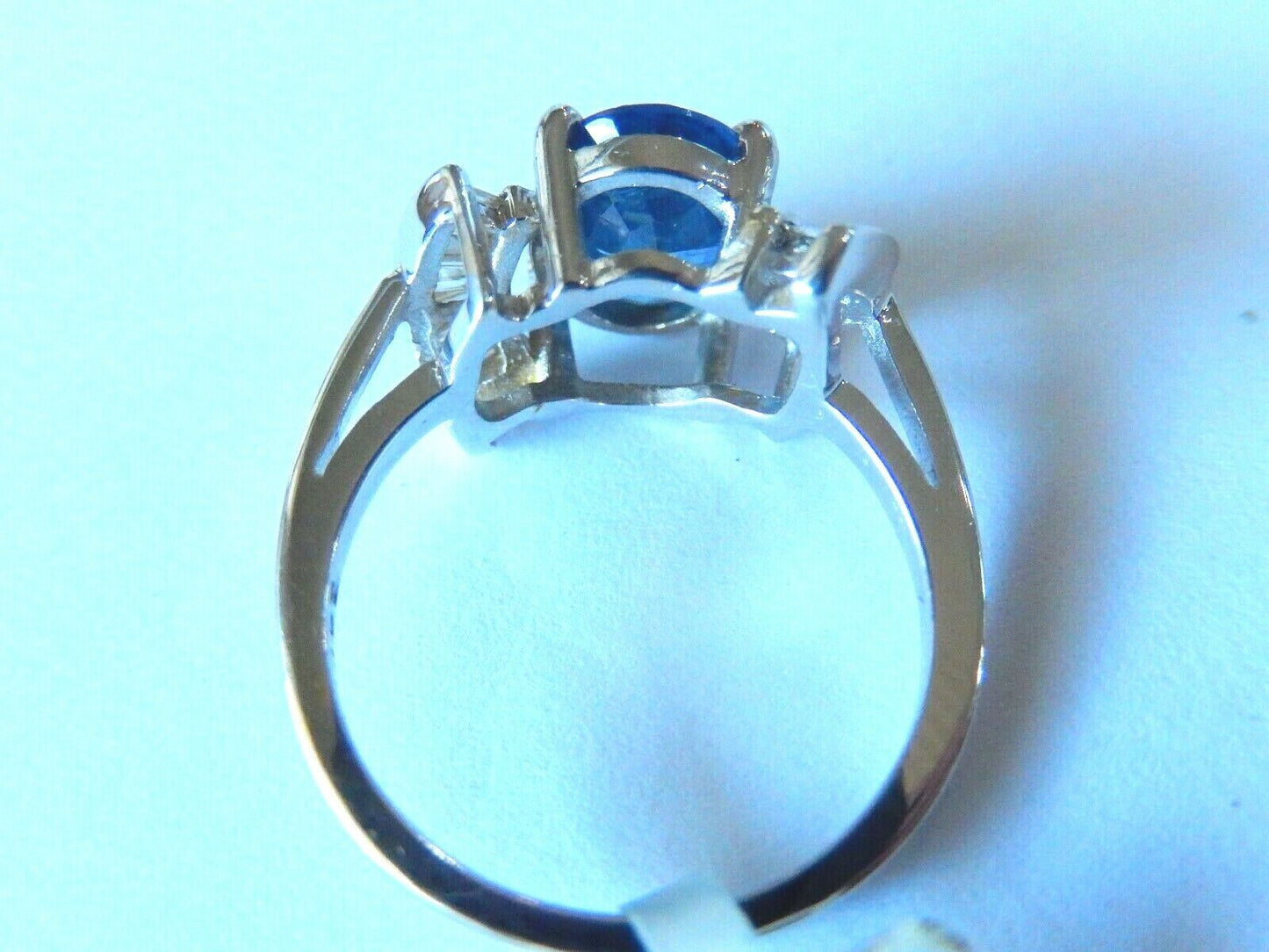 2.75CT  NATURAL LONDON BLUE TOPAZ & DIAMOND COCKTAIL RING 14K WHITE GOLD Sz 6.5