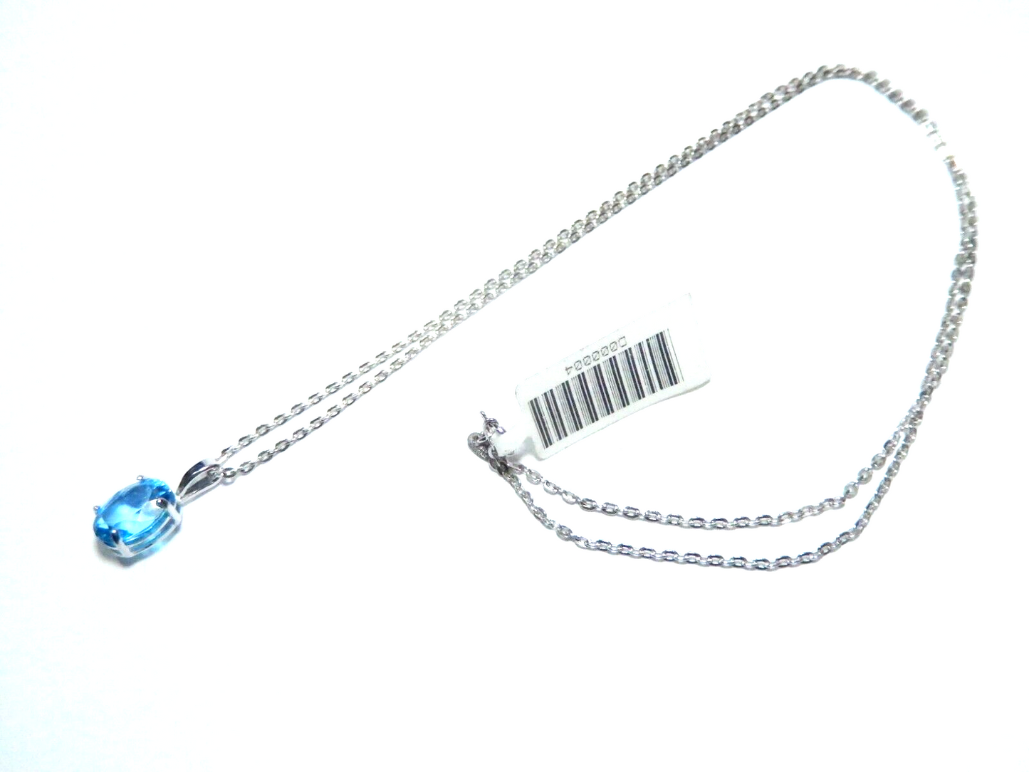 14K White Gold 2.00CT Ct Oval Cut Blue Topaz Solitaire Pendant With 18" Chain