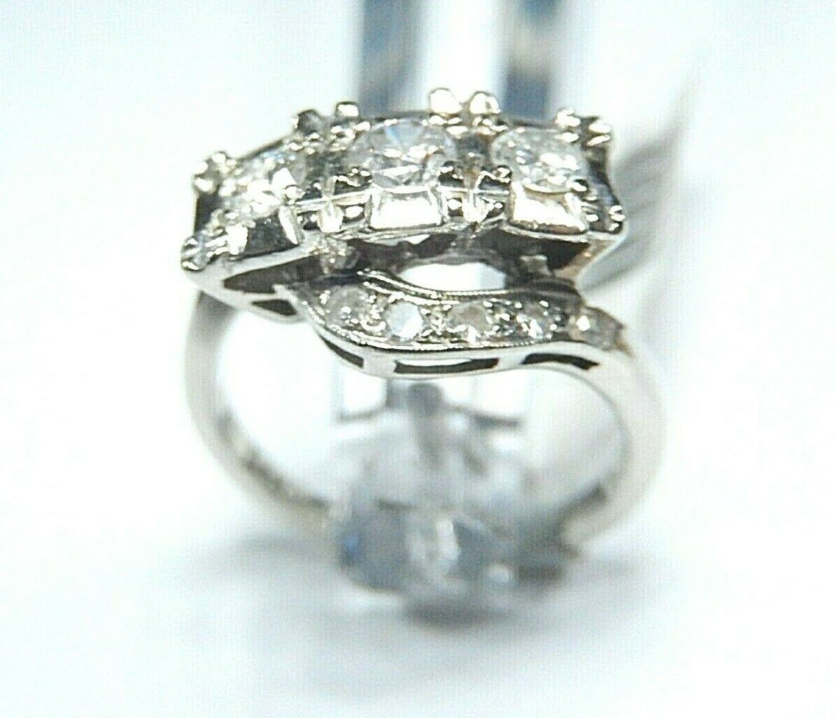 *VINTAGE* 14k White Gold .60 CT Round Diamond Engagement Wedding Ring Size 5.75