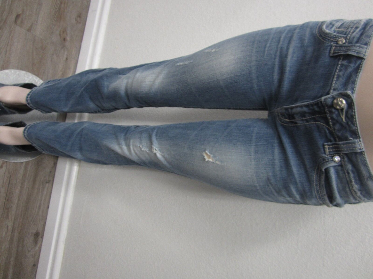 MISS ME WOMEN'S JEANS JP5109 BOOT CUT DISTRESSED BLING Fleur Pockets  30 X 32.5