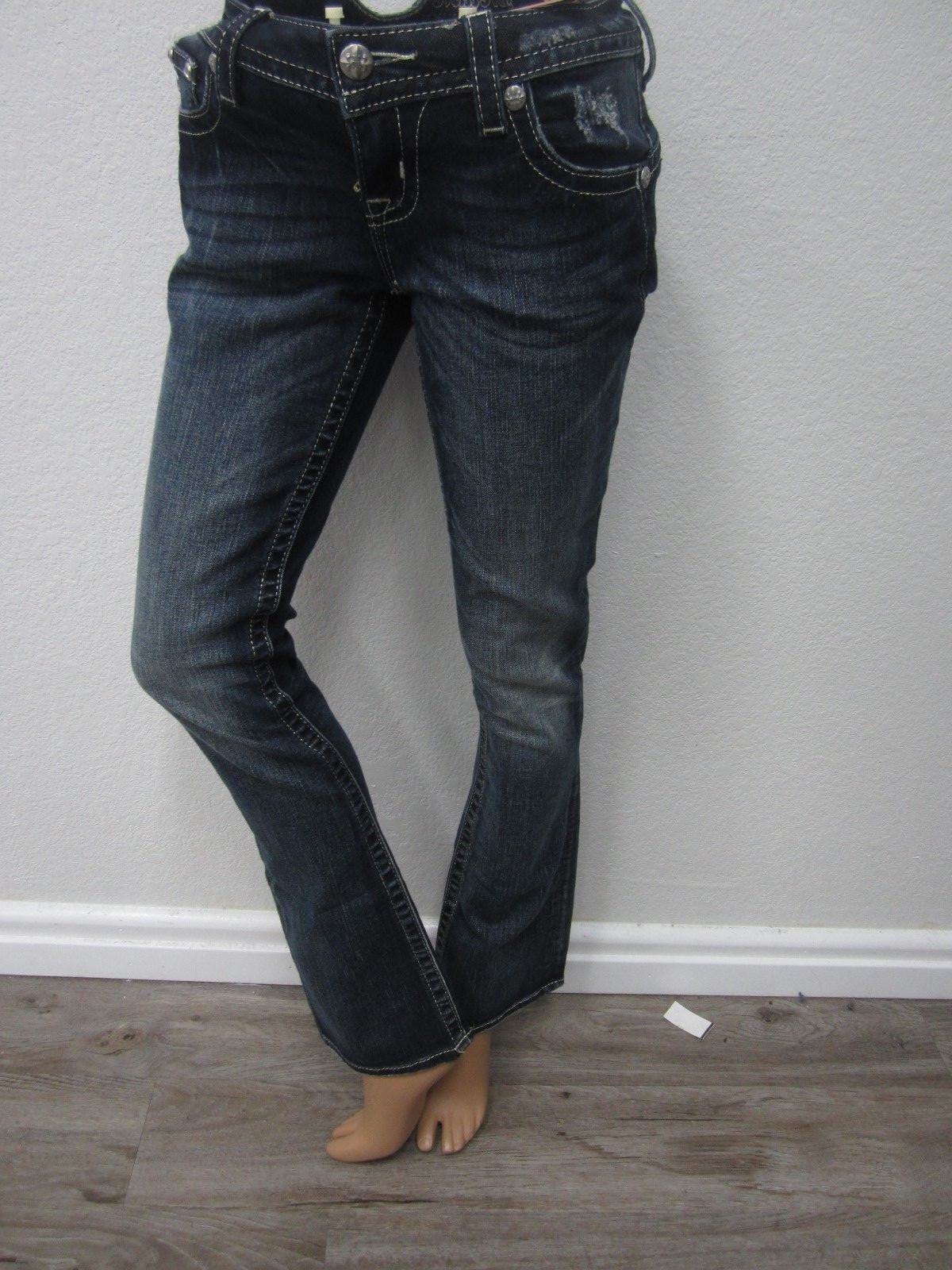 NWT Miss Me Relaxed Boot Jeans, XP7633BV - Dark Blue LOTS OF BLING Size 24 x 32