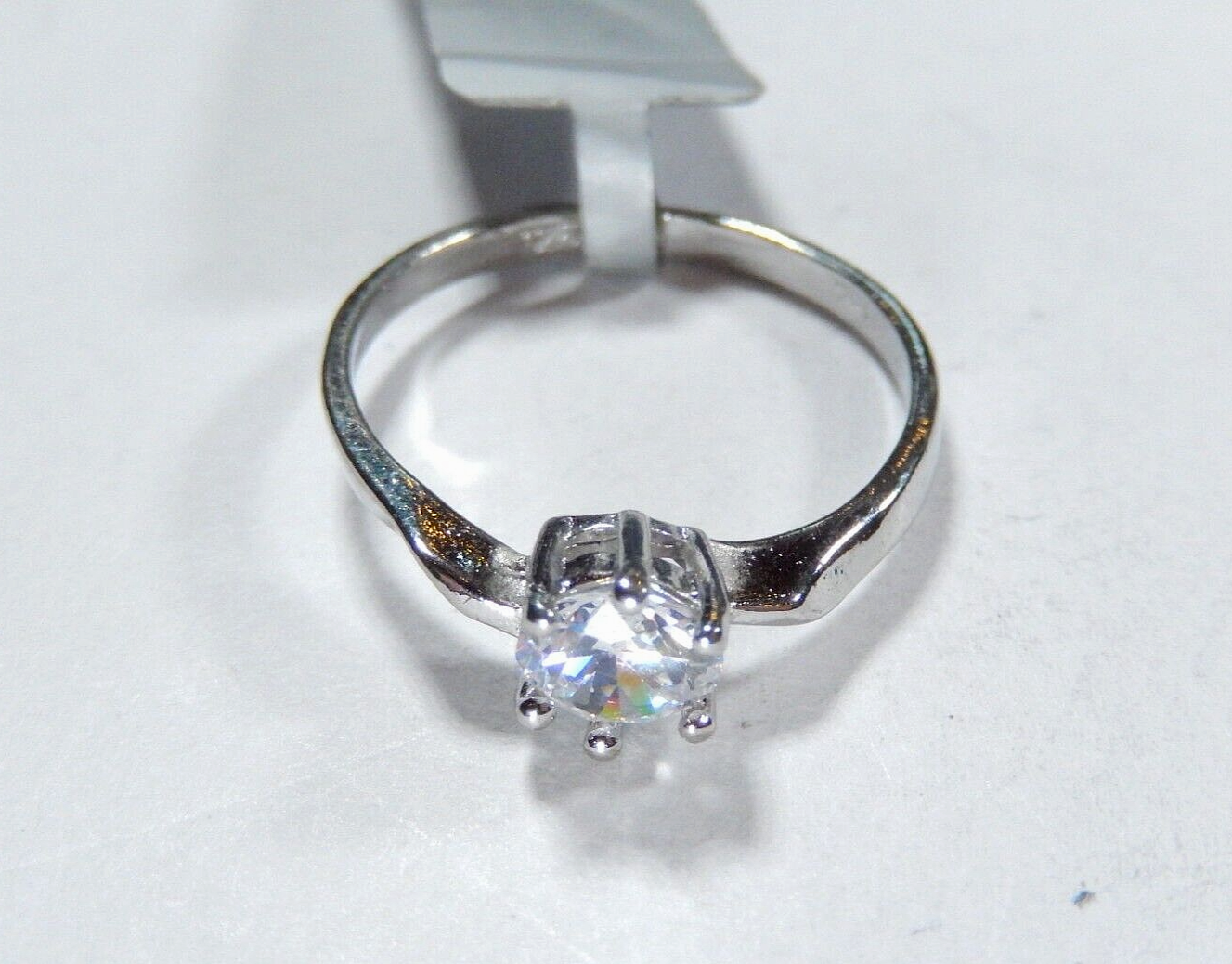 *VINTAGE*  Sterling Silver .75 CT Round Cut CZ Solitaire Ring Size 7.5