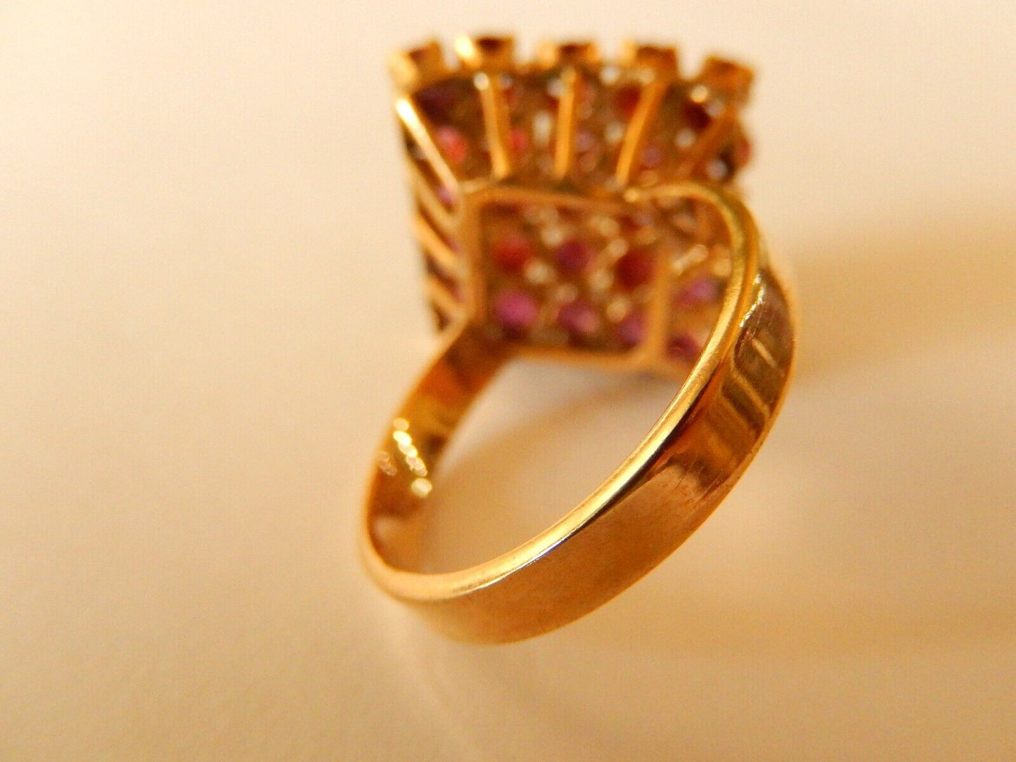 *VINTAGE* 12K Yellow Gold  Huge 25 Stone Amethyst 1.25 CT Unique  Ring Size 7.75