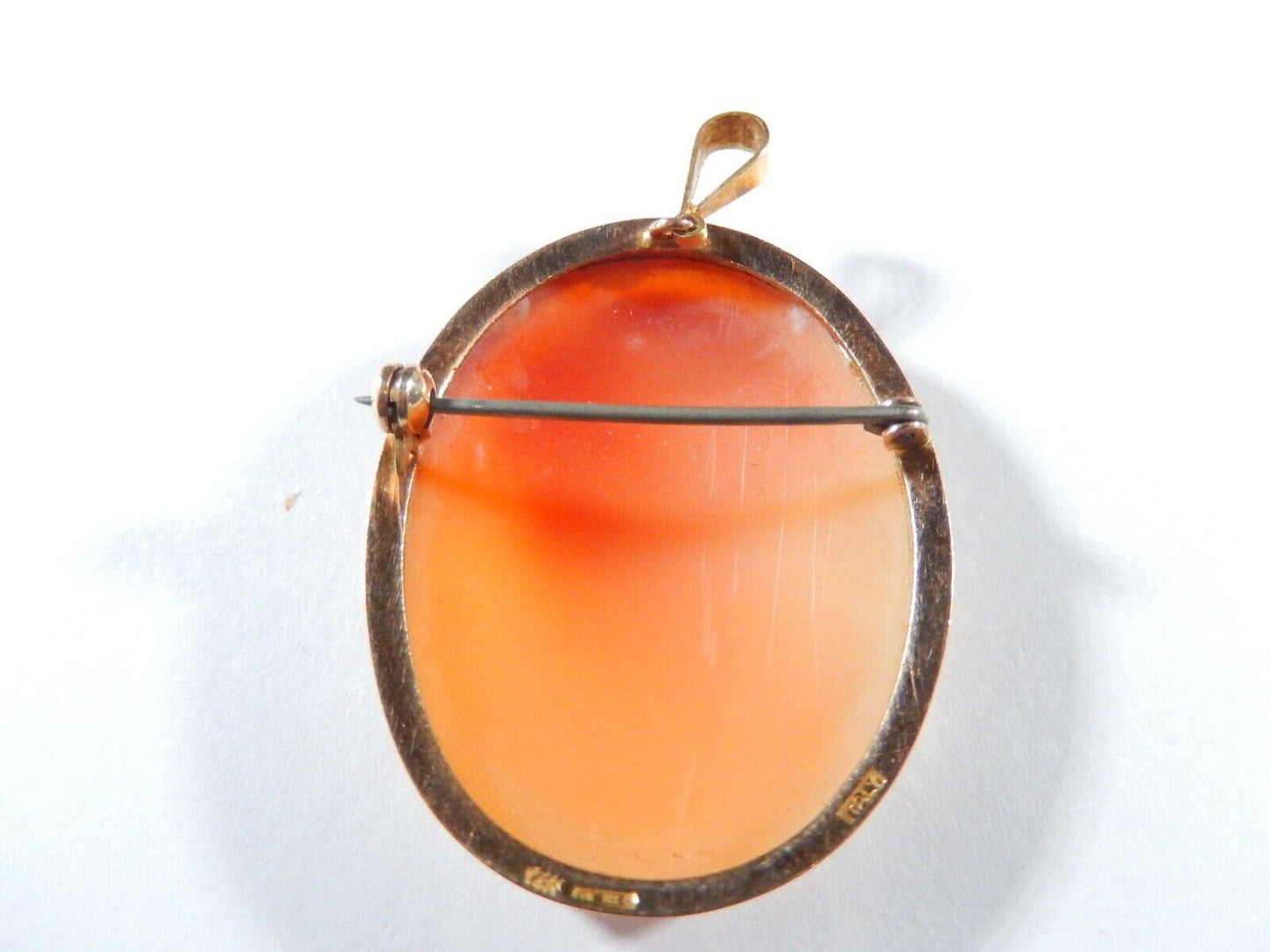 Beautiful VINTAGE 14k Gold Large Carved Shell Cameo Brooch Pin or Pendant